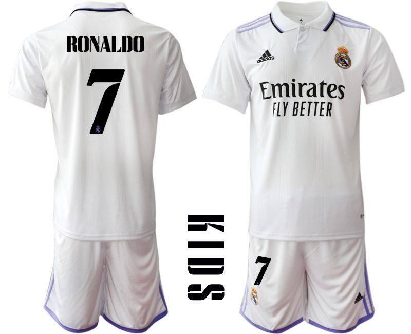 Youth 2022-2023 Club Real Madrid home white 7 Soccer Jerseys
